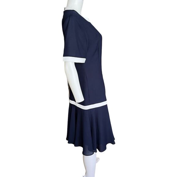 Vintage 80s Yves Cossette Depeche Mode Drop Waist Shift Preppy Dress 10 - Picture 5 of 7